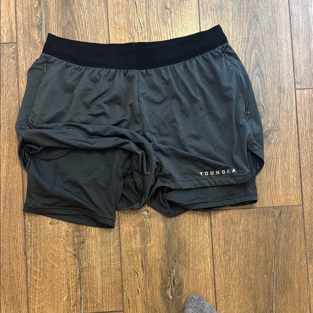 YoungLA Gray Athletic Shorts Elastic Waistband